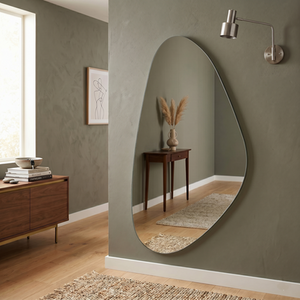 Tear Drop Asymmetric Irregular Shape Beveled Wall Mirror