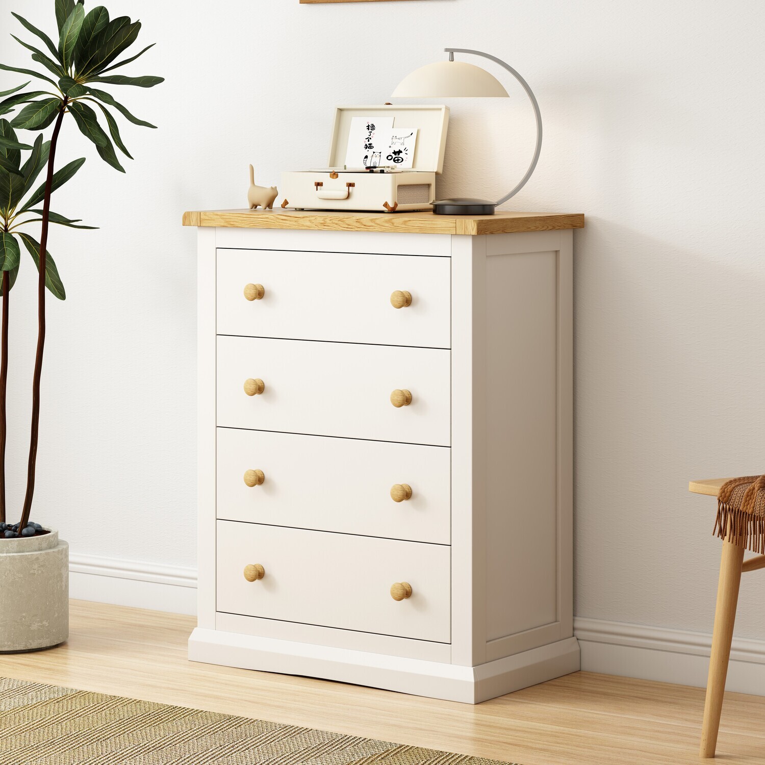 Castelli 4 Drawer Petite Chest - White / Wood