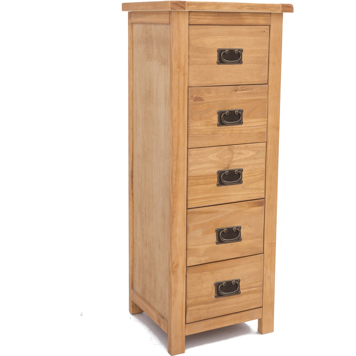 Lugo 5 Drawer Narrow Chest - Grey / Chrome