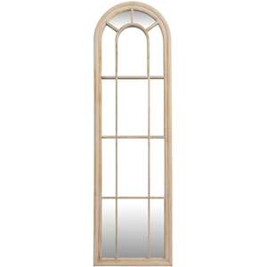 Slim Tall Arched Windowpane Full Length Wood Mirror