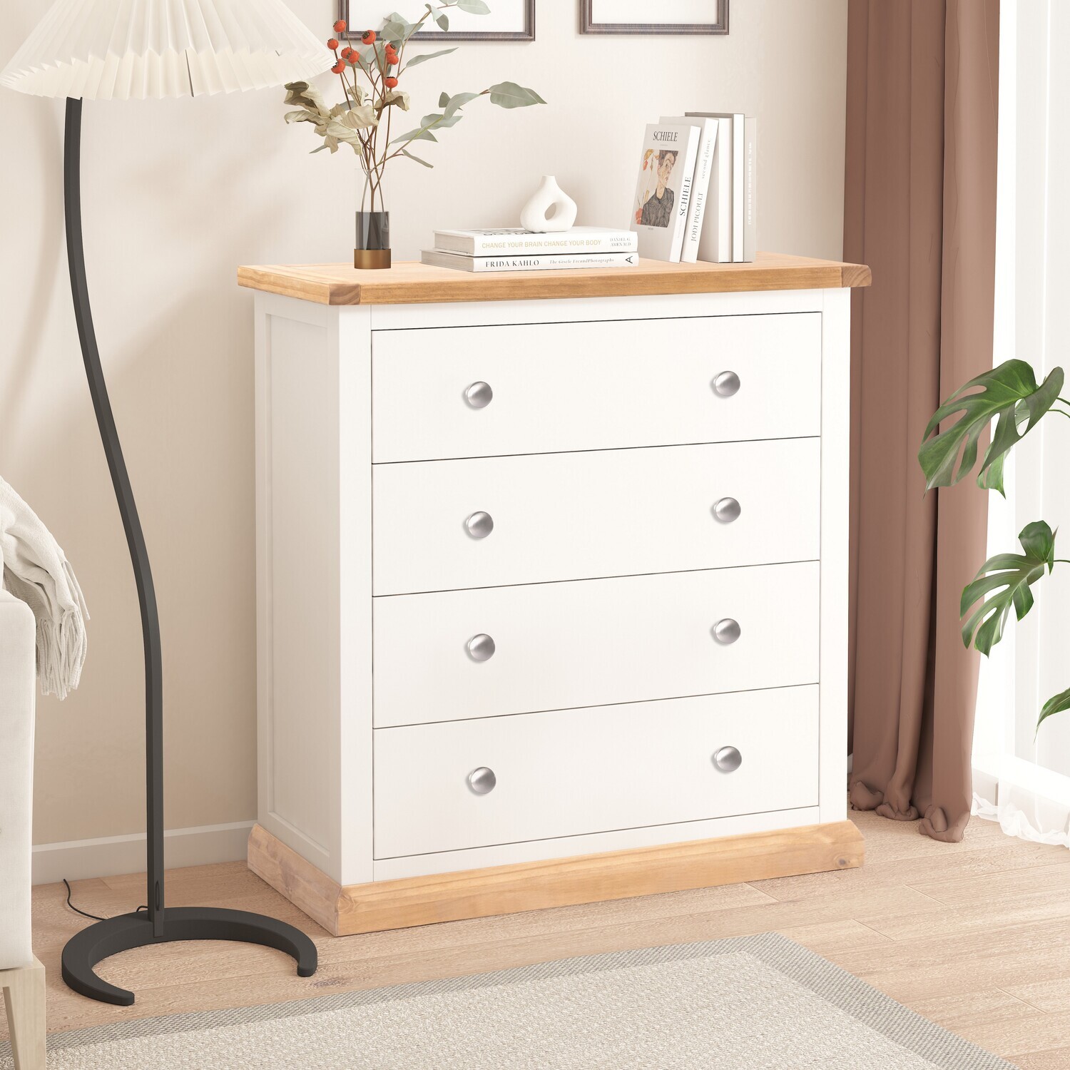 Trevi 4 Drawer Chest - White / Chrome