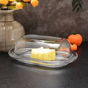 Glass Butter Dish with Lid -13x19x4.5cm - Clear - Set of 2