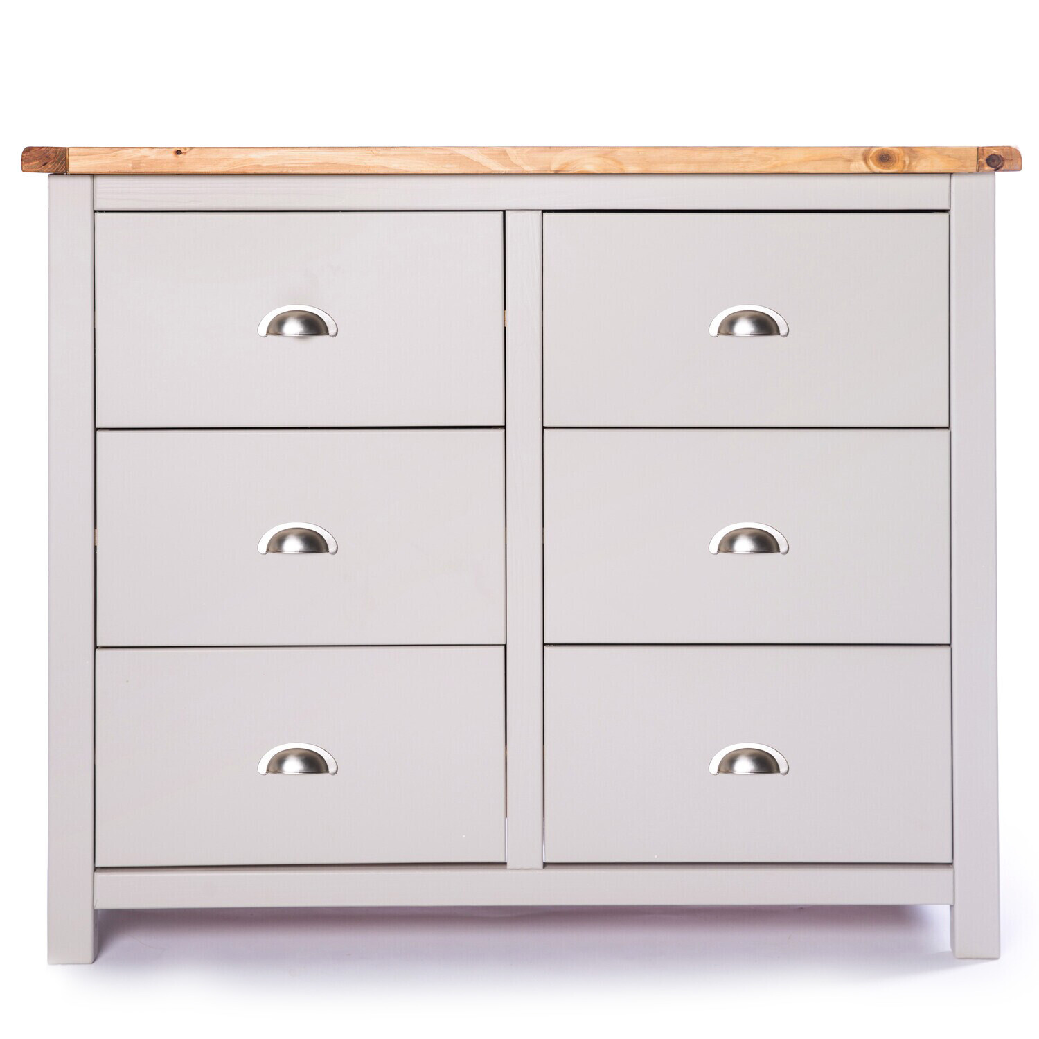 Argenta 3 over 3 Drawer Chest - Grey / Chrome