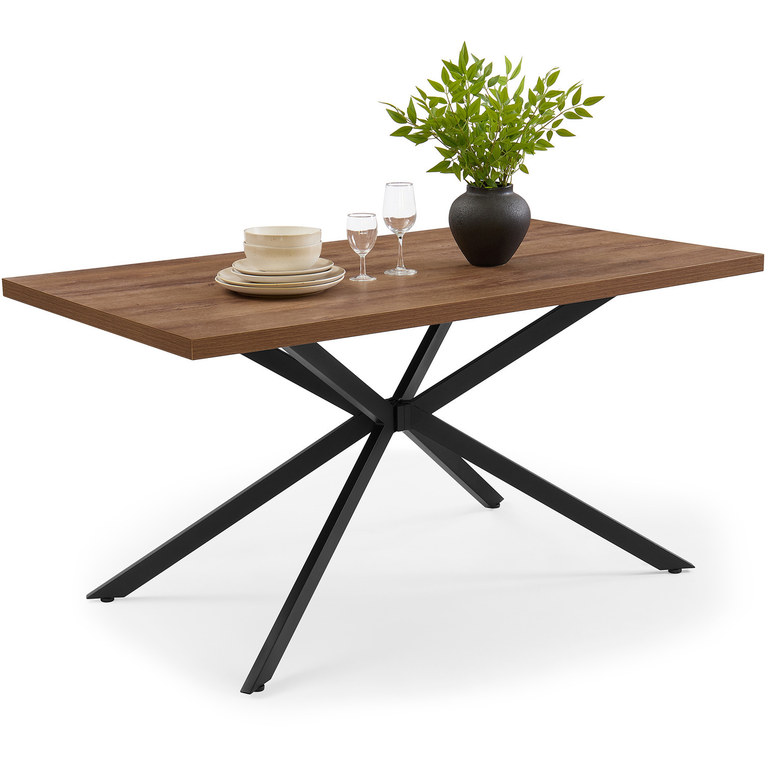 Abel Rectangular Dining Room Table For 6 People - Dark Wood