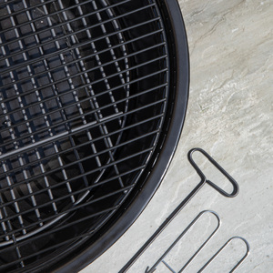 52cm Black Steel Outdoor Lustre Enamelled Firepit with Fire Poker