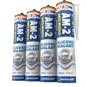 Dryzone Anti-Mould Silicone Sealant Clear 310ml x 4 Pack