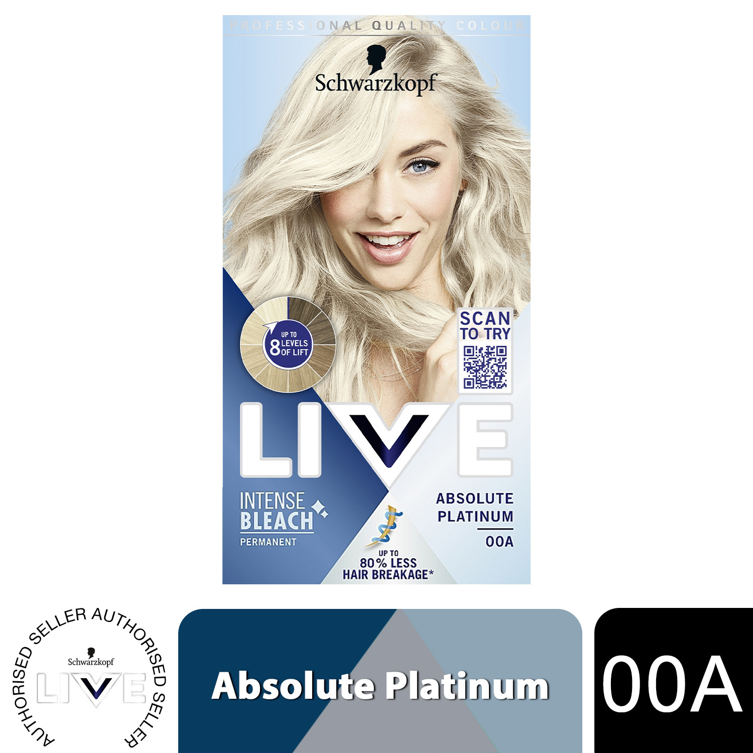 Schwarzkopf Live Intense 00A Platinum Blonde Permanent Hair Dye - 00A Platinum Blonde