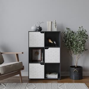 6-Cube Shelving Unit With Geo Doors - Black