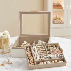 SONGMICS Jewellery Box, 2-Layer Jewellery Organiser with Removable Tray