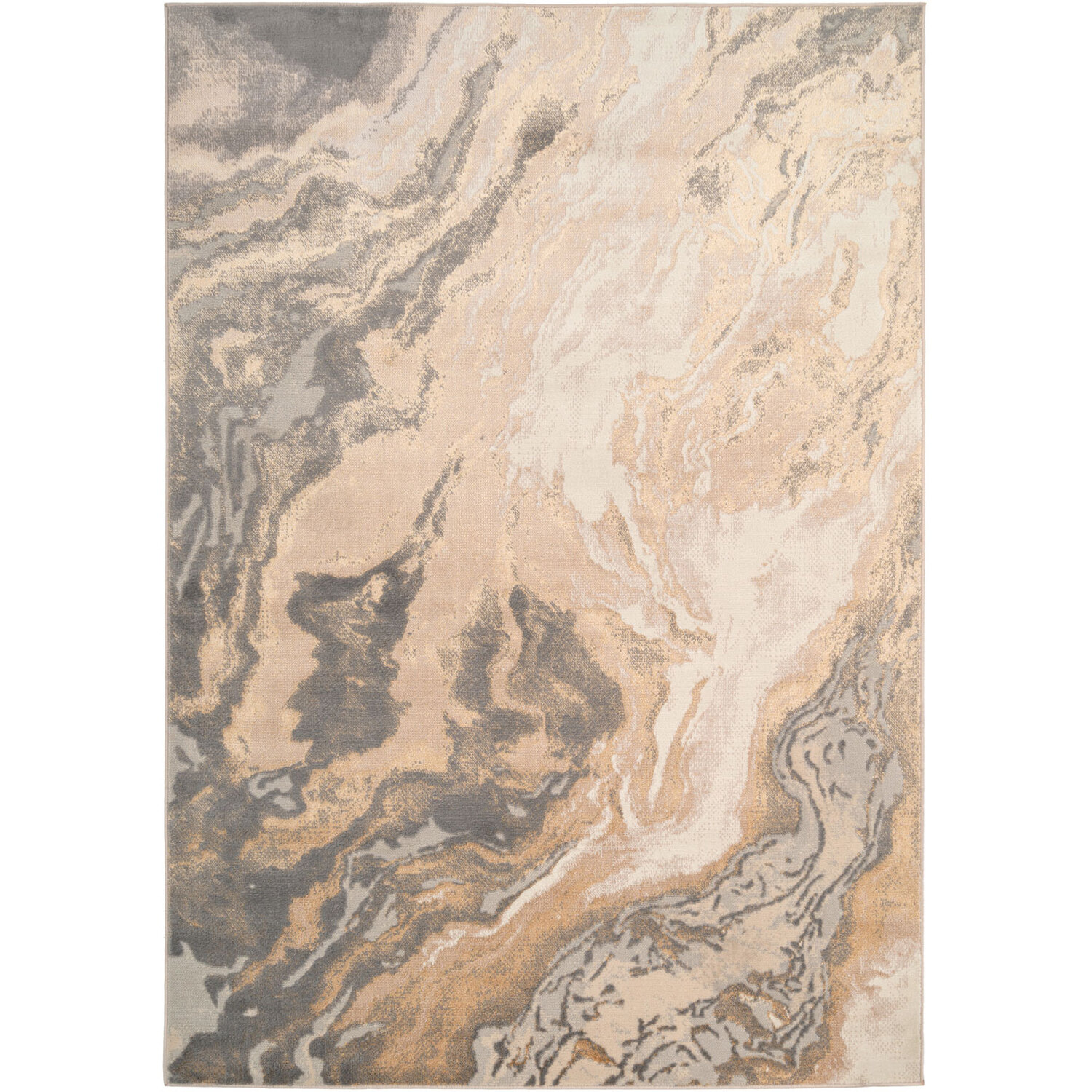 Bronze Metallic Marble Rug - Beige 230cm