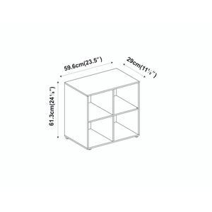 4-Cube Shelving Unit With Wooden Doors - Square - Grey
