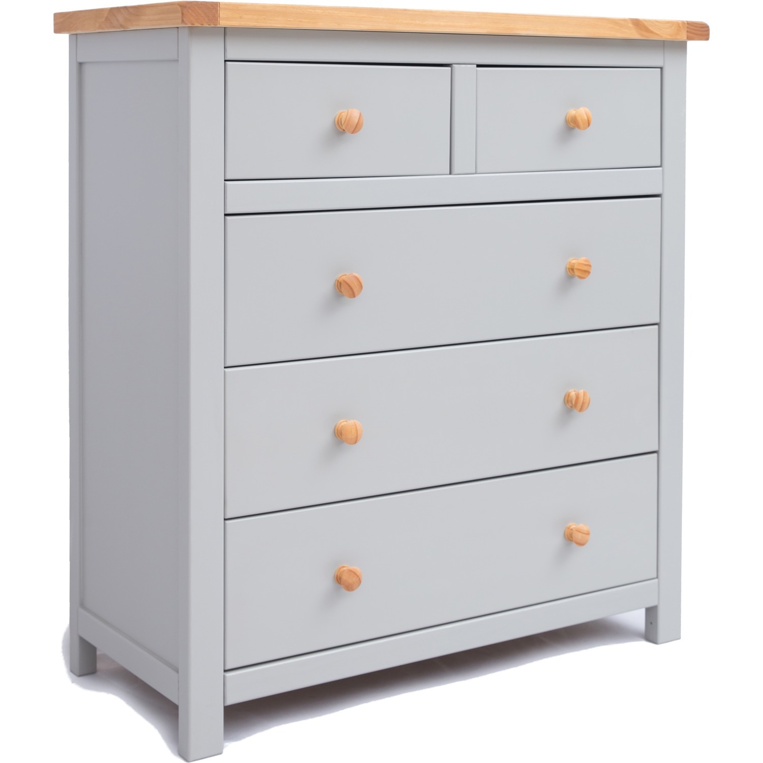 Argenta 2 over 3 Drawer Chest - Grey / Wood