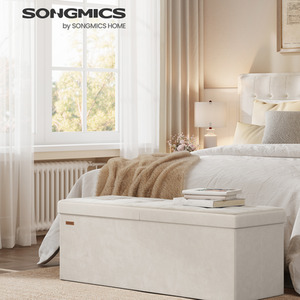 SONGMICS Storage Ottoman, Foldable Storage Bench, 38 x 110 x 38 cm