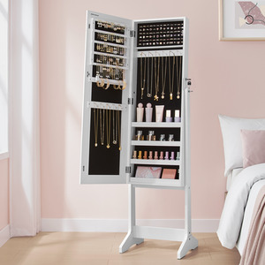 SONGMICS Full-Length Mirror Jewellery Cabinet, Lockable Jewellery Organiser
