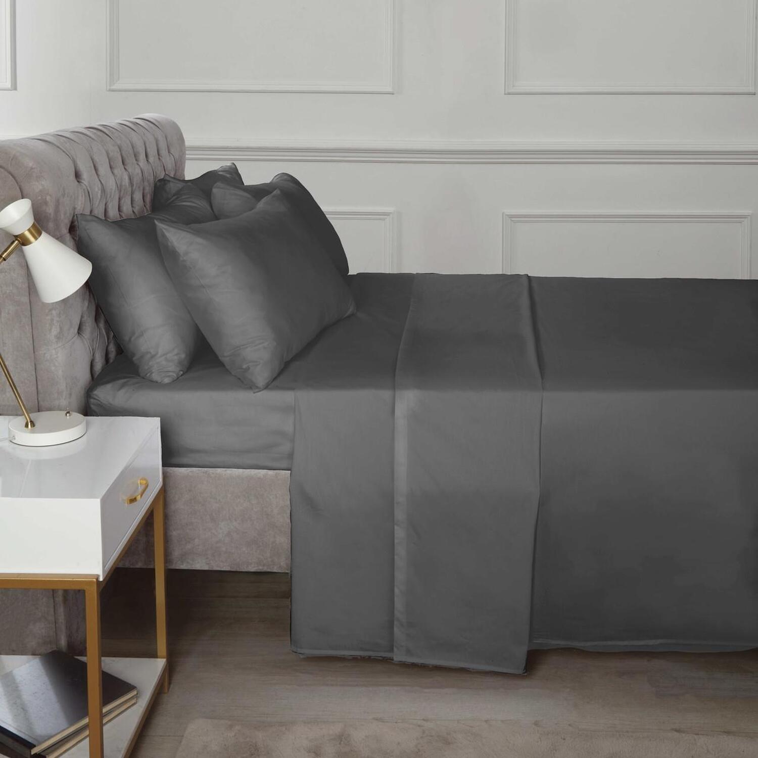 Deep Percale Fitted Sheet 10 25cm - Charcoal Single