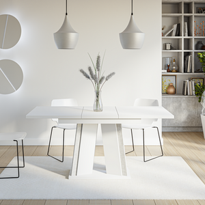 DOHA 120 to 160cm Extendable Dining Table in White and Grey