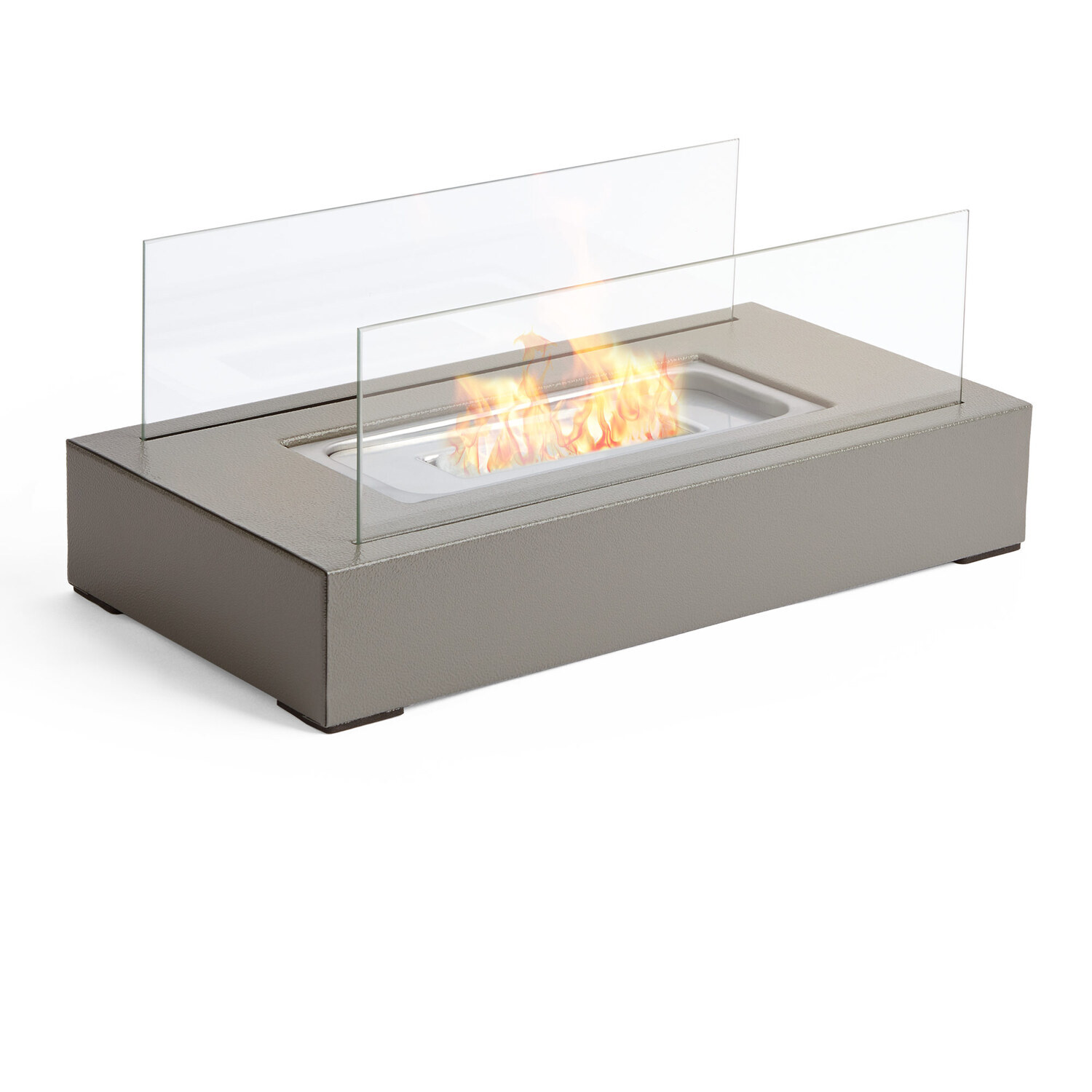 Tabletop Fireplace Bioethanol Fire Pit Rectangle Shape - Grey