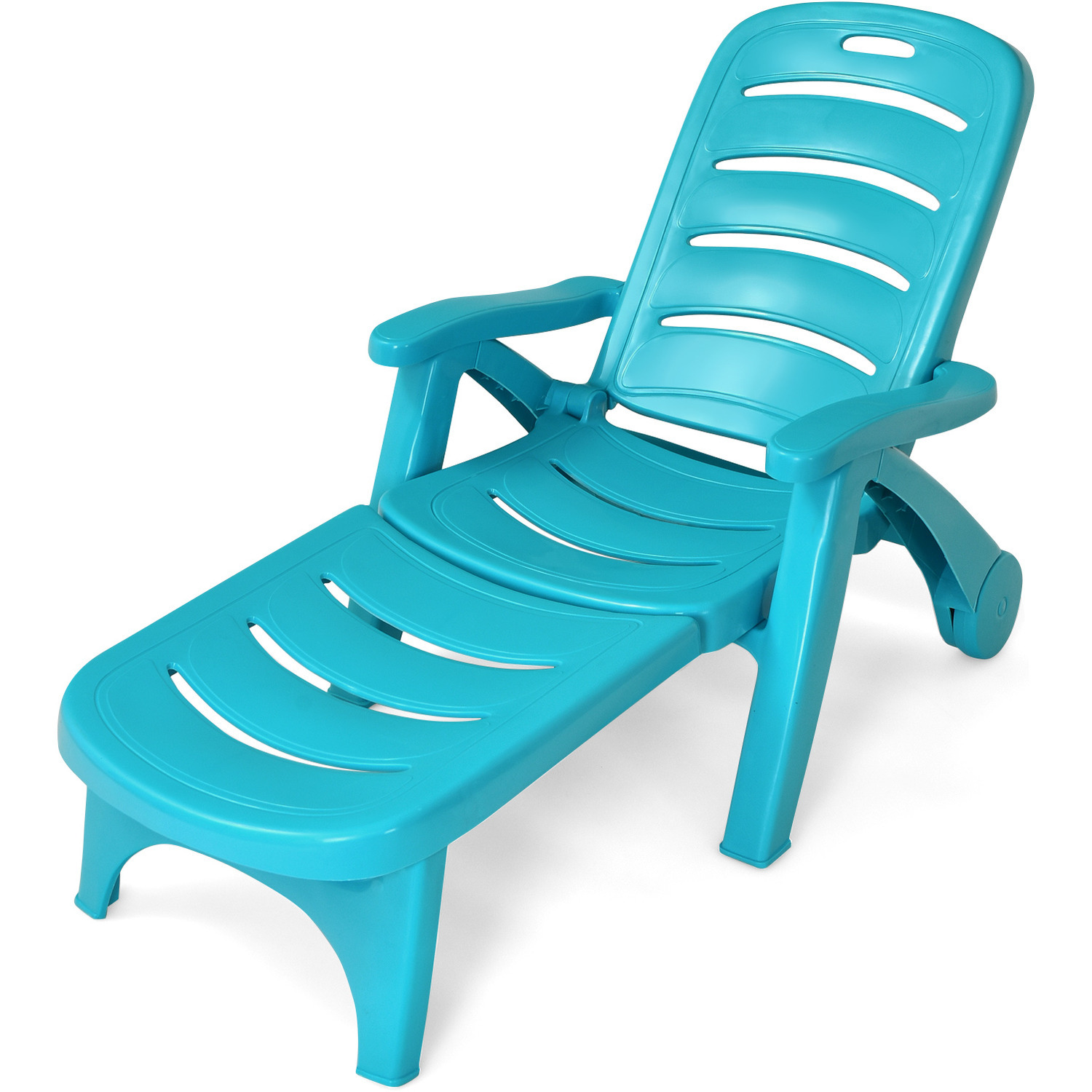 5-posistion Folding Reclining Chair Chaise Lounge - Blue