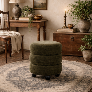 Antipodes Olive Chenille Round 3 Tier Pouffe
