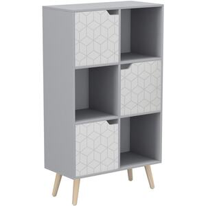 6-Cube Shelving Unit With 2 Geo Doors and Legs - Grey