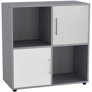 4 -Cube Shelving With Metal Handle Doors - Square - Grey