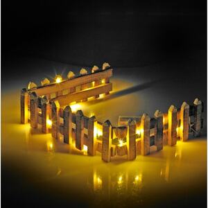 10cm Snowy LED Wooden Fences -1-2 Pack - Natural - Set of 1