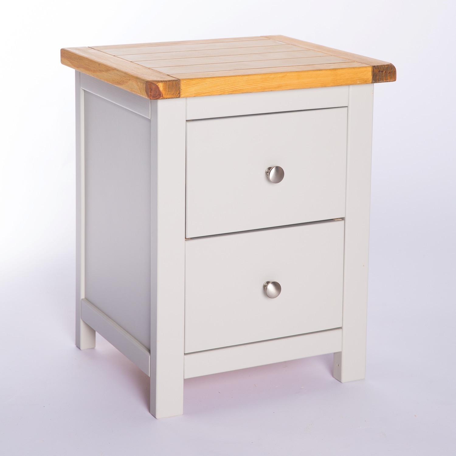Argenta 2 Drawer Bedside Cabinet - Grey / Chrome Knob