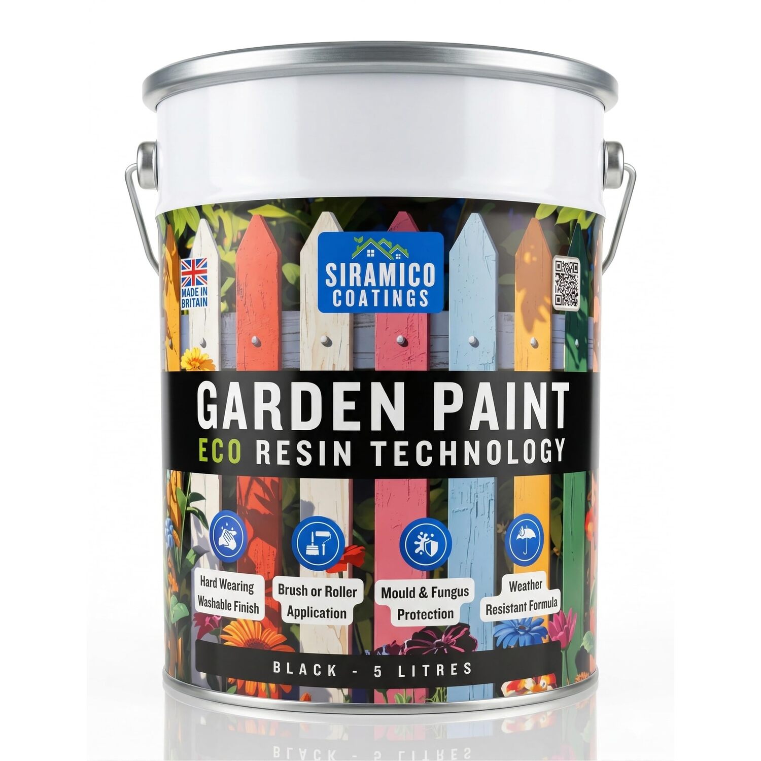 Siramico Coatings Garden Paint - 5 Litre - Black