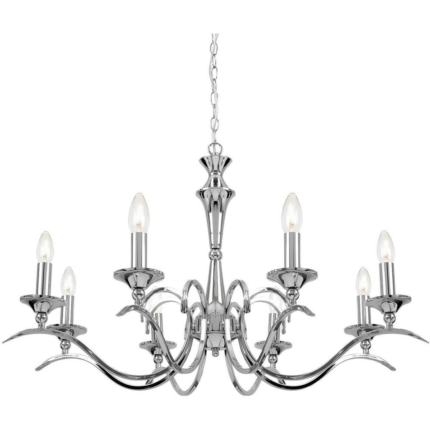 Endon Kora 8 Light Chandelier Chrome Finish, E14 - Chrome