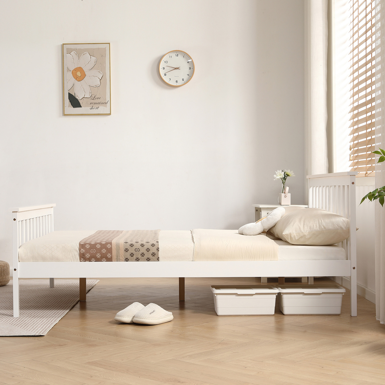 Pine Wooden Bed Frame In White Or Caramel - White 160cm Single