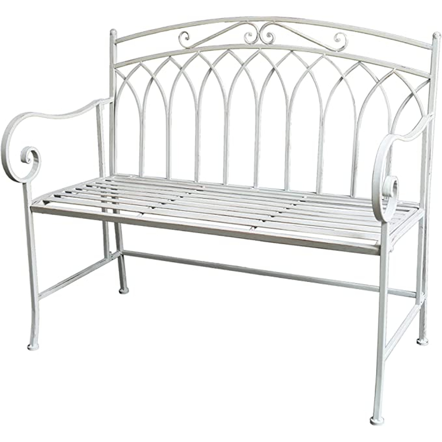 Varesa 2 Seater Foldable Metal Garden Bench Seating - White