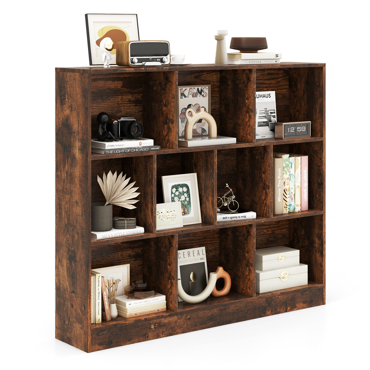 10-cube Bookshelf Storage Organizer - Brown