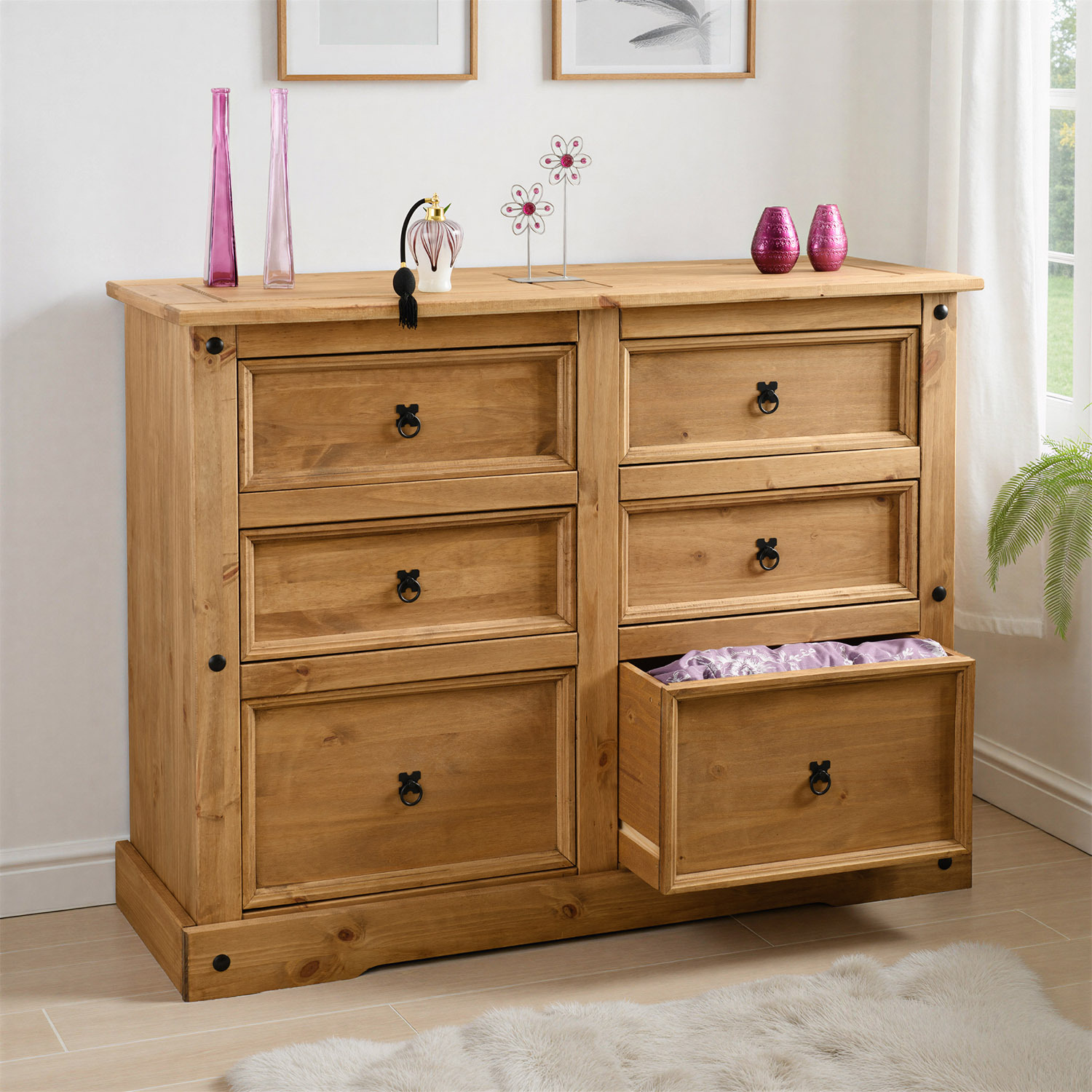Corona 6 Drawer Chest Distressed Waxed Pine - Distressed Waxed Pine