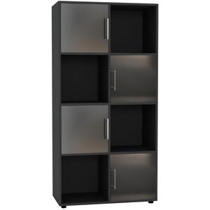 8-Cube Shelving Unit With Metal Handle Doors - Black