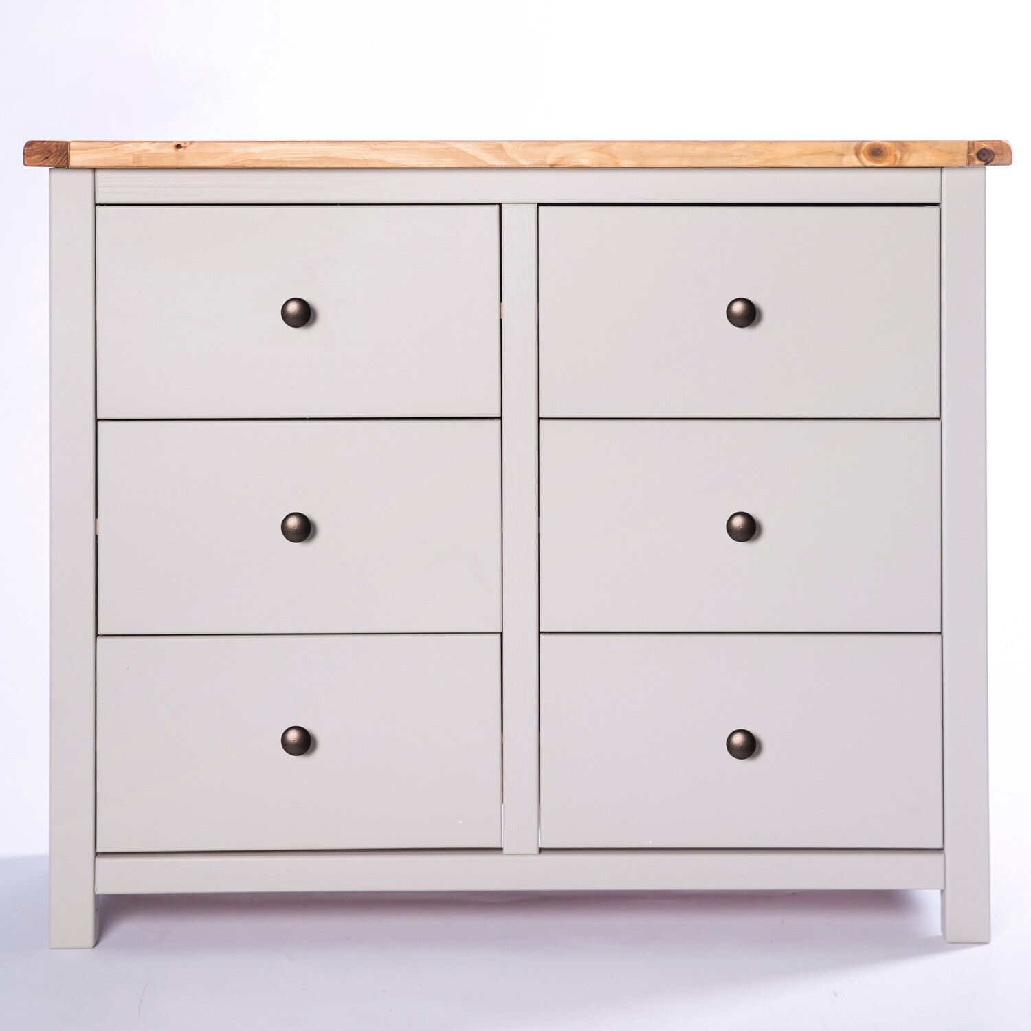 Argenta 3 over 3 Drawer Chest - Grey / Brass