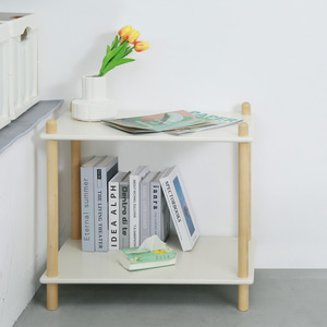 Birch Wood Book Shelf - White and Natural / 60cm / 55cm