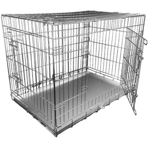HugglePets Dog Cage with Metal Tray - Silver - Small