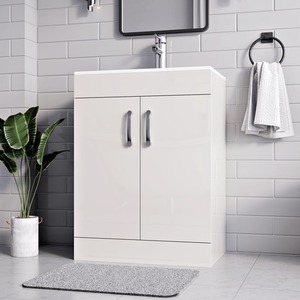 BELOFAY New York White 600mm Floor Standing Bathroom Vanity Unit With Basin