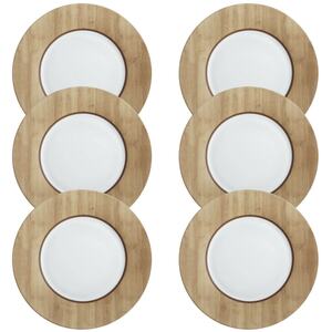 Set of 6 Luminarc Wood Design Dinner Plates - White - 28cm