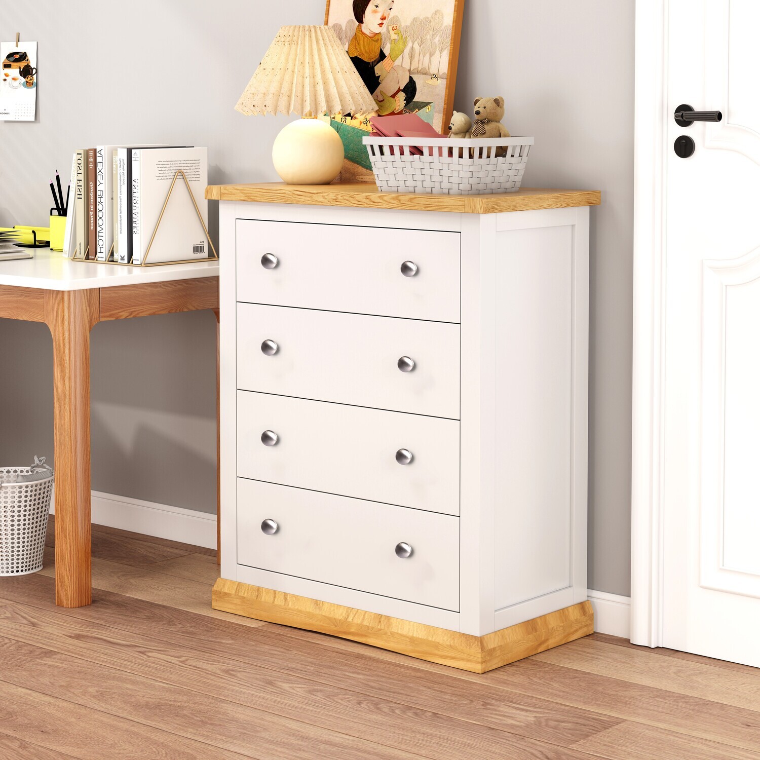 Trevi 4 Drawer Petite Chest - White / Chrome