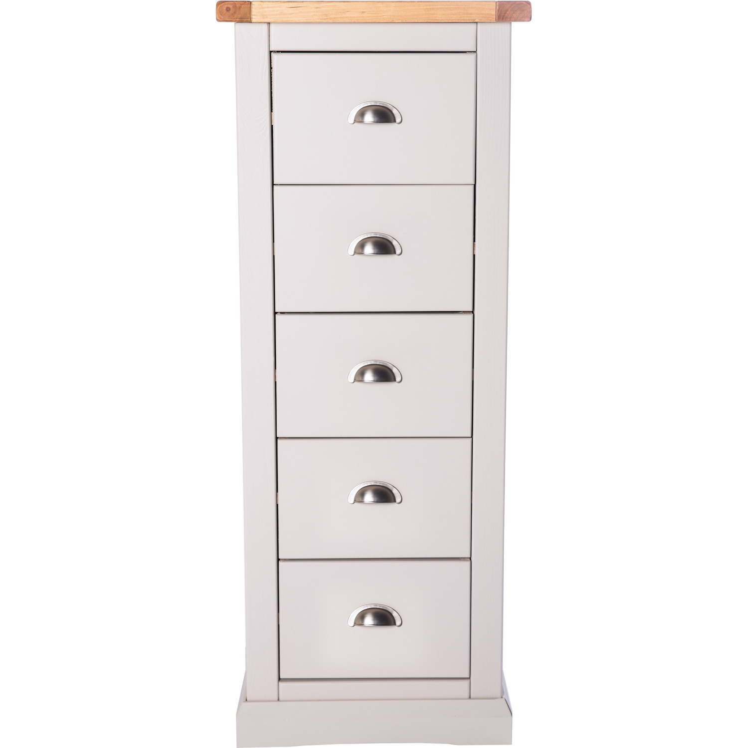 Loreo 5 Drawer Narrow Chest - Grey / Chrome