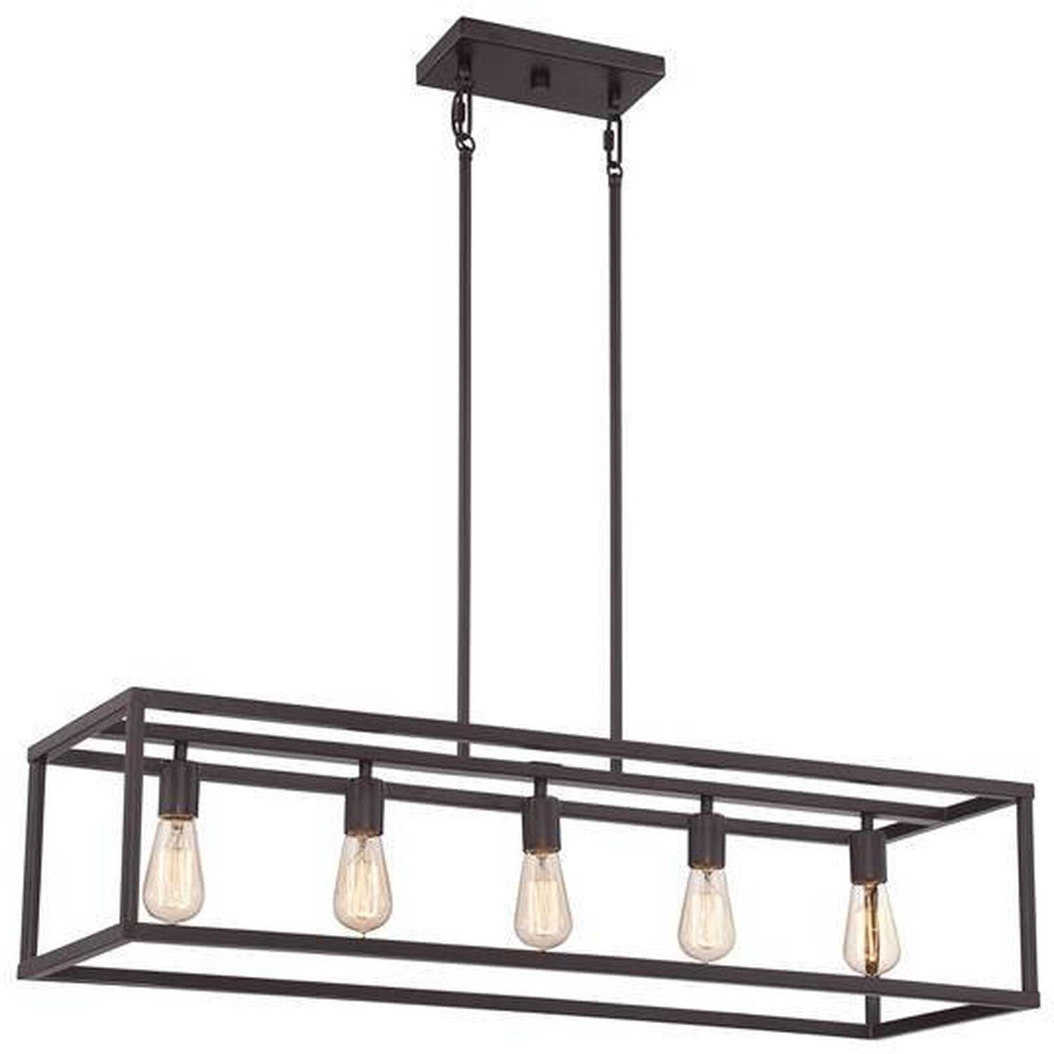 Elstead New Harbor 5 Light Pendant Bar Island Chandelier Light Western Bronze, E27 - Western Bronze