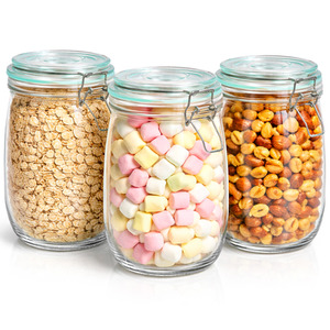 Airtight Glass Storage Jar Set 1L With Clip Lock Lids