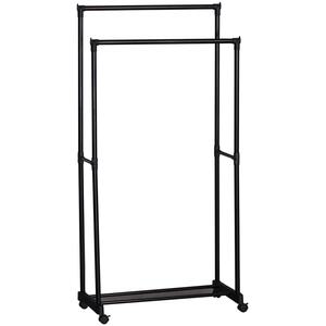 Modern Double Clothes Rail Garment Rack Black Steel
