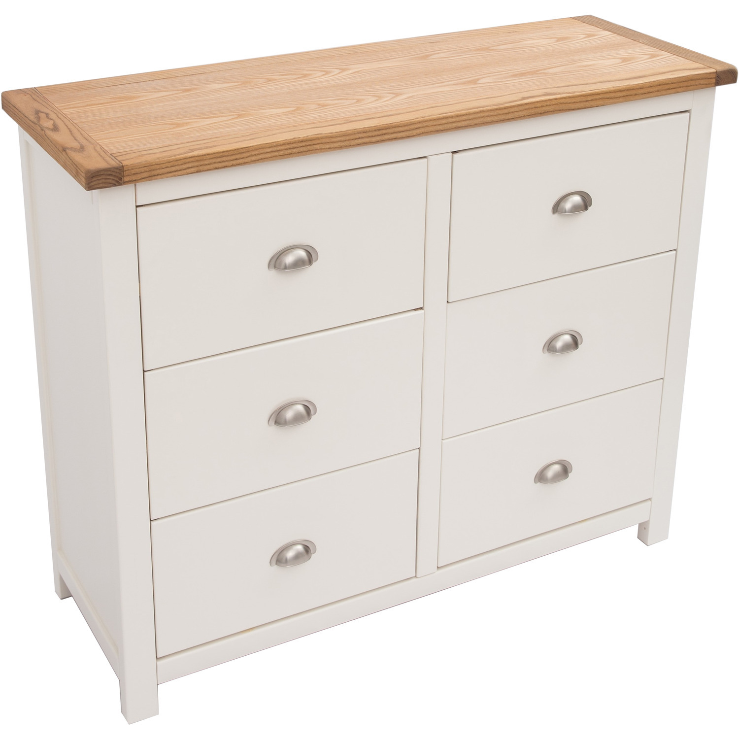 Lovere 6 Drawer Chest - Satin Chrome Handle - White / Satin Chrome / MDF, Plywood, Pine