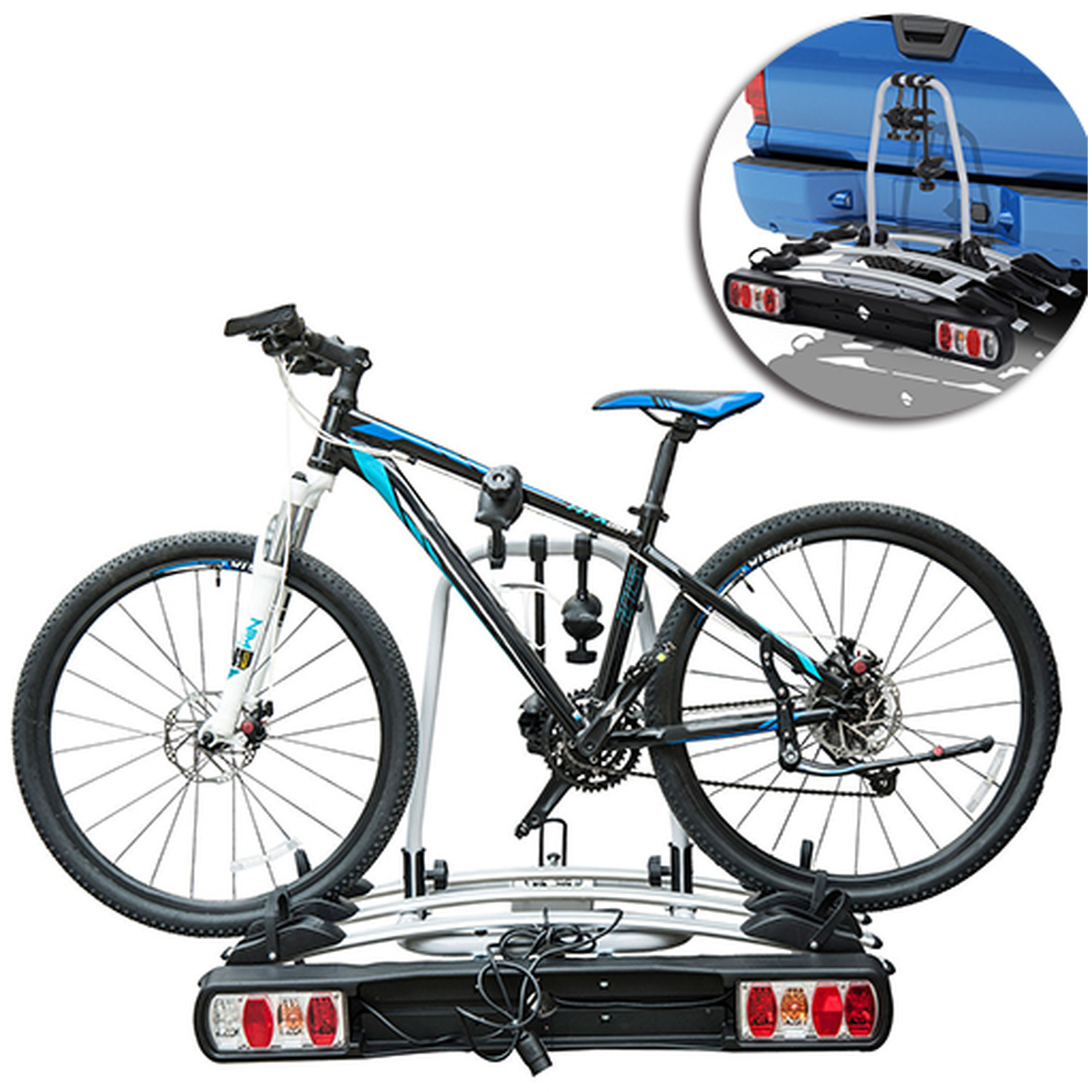 HOMCOM 3 Bicycle Carrier Rear-mounted SUV Mountain Hitch Mounted Rack - Silver