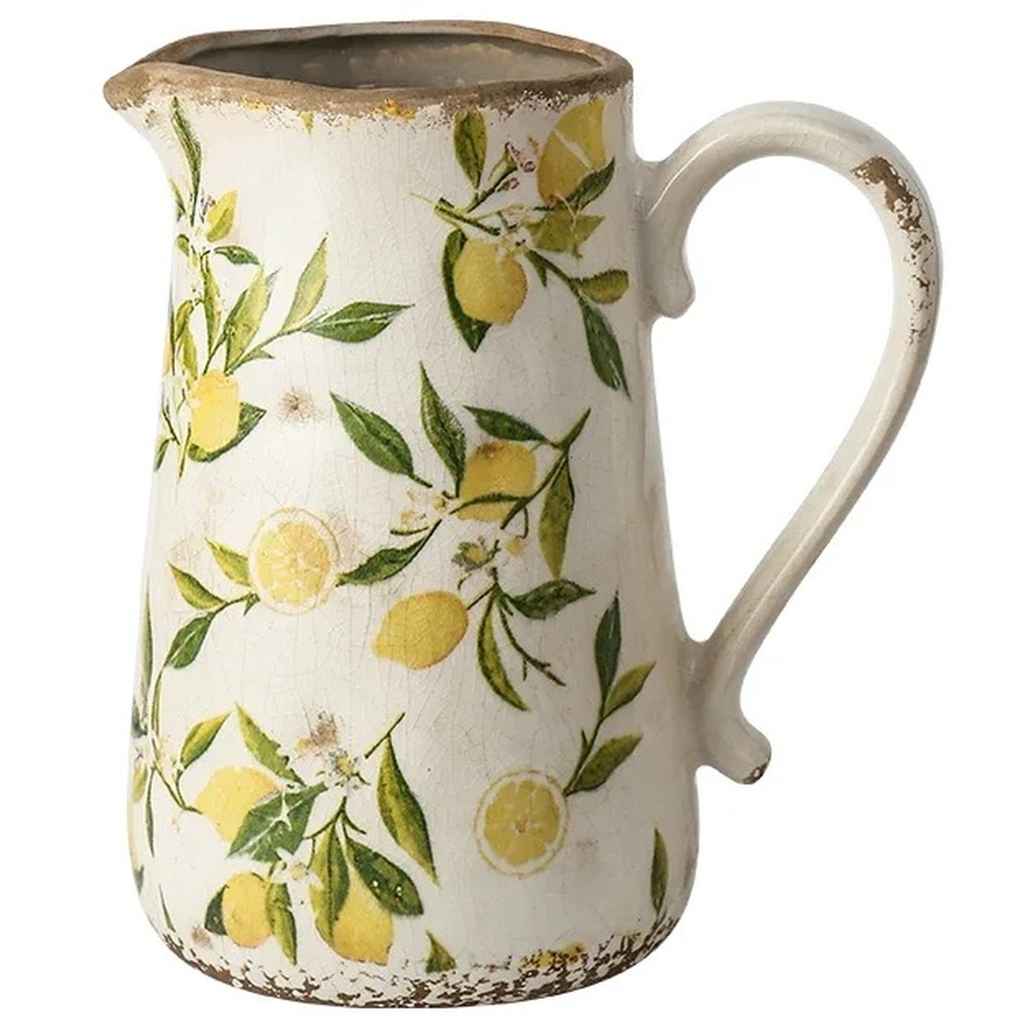 Pink Flowers Ceramic Jug With Handle