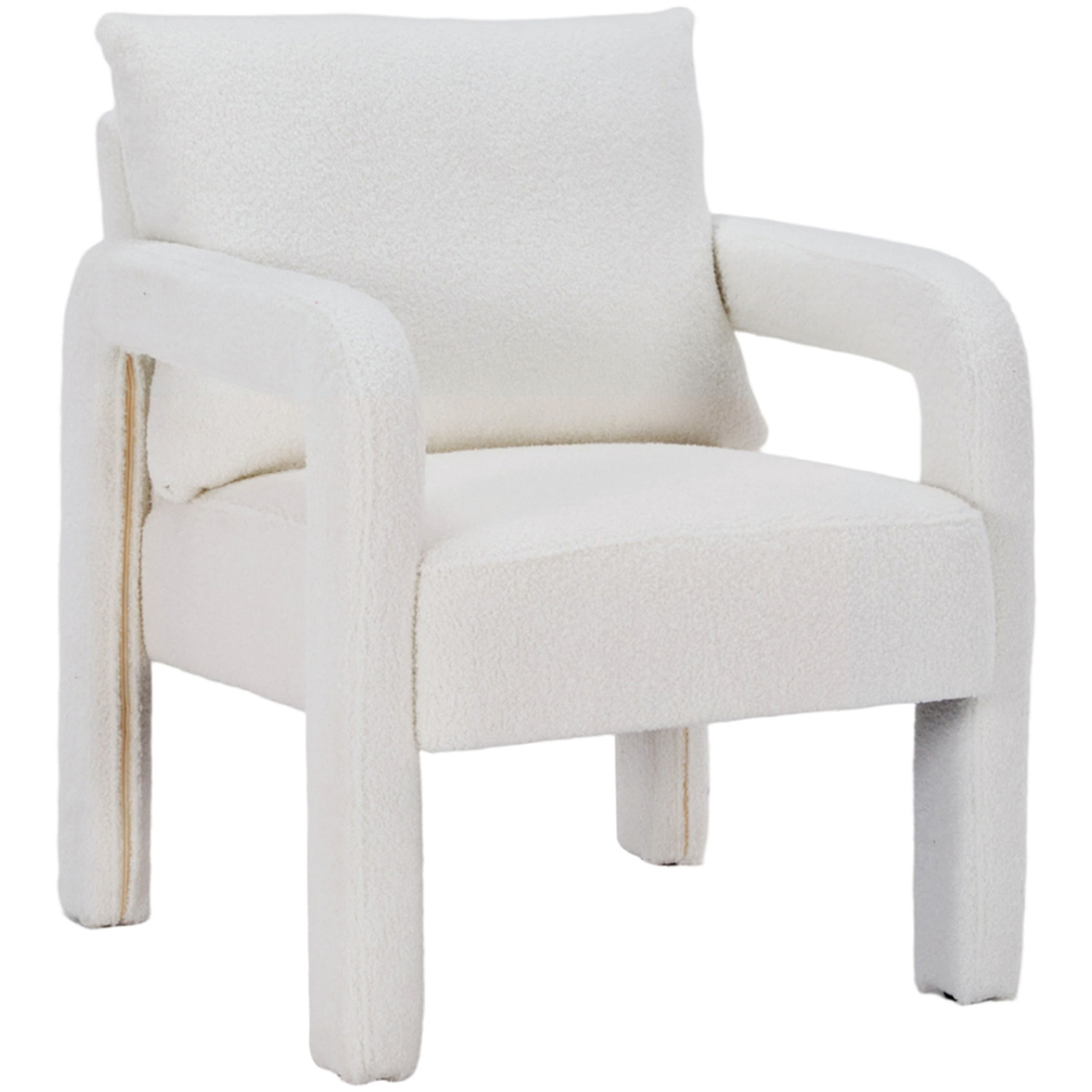 Teddy Fleece Accent Chair With Lumbar Pillow For Living Room - White