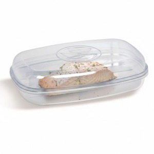 Clear Microwave Fish Steamer Poacher Plastic Dish 27cm