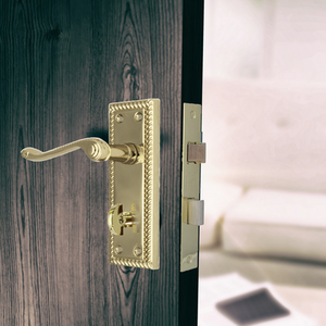 Georgian Roped Edge Lever Bathroom Lock Door Handles
